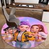 1pc Anime Design Round Carpet - Office Chair Mat with Heart-Shaped Hand Gesture and Floral Print, Suitable for Home Decor, Gaming Room