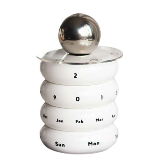 

Desk Calendar Rotatable Nordic Style Resin Acrylic Perpetual Calendar Ornament Home Supplies белый