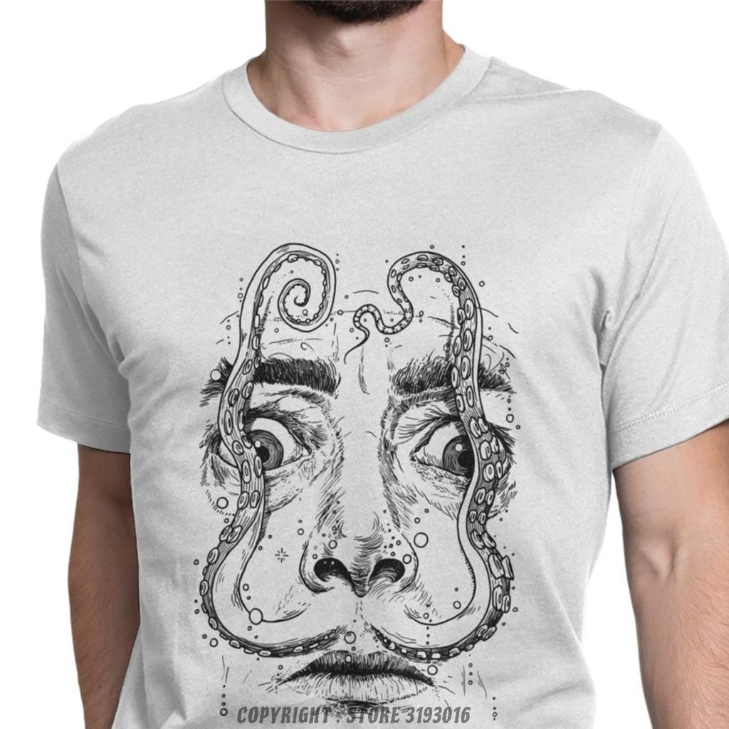 Octopus Dali TShirt Men Salvador Surrealism Painter Portrait Artist Vintage Cotton Tees Camisa T Shirts Hallowmas Tops