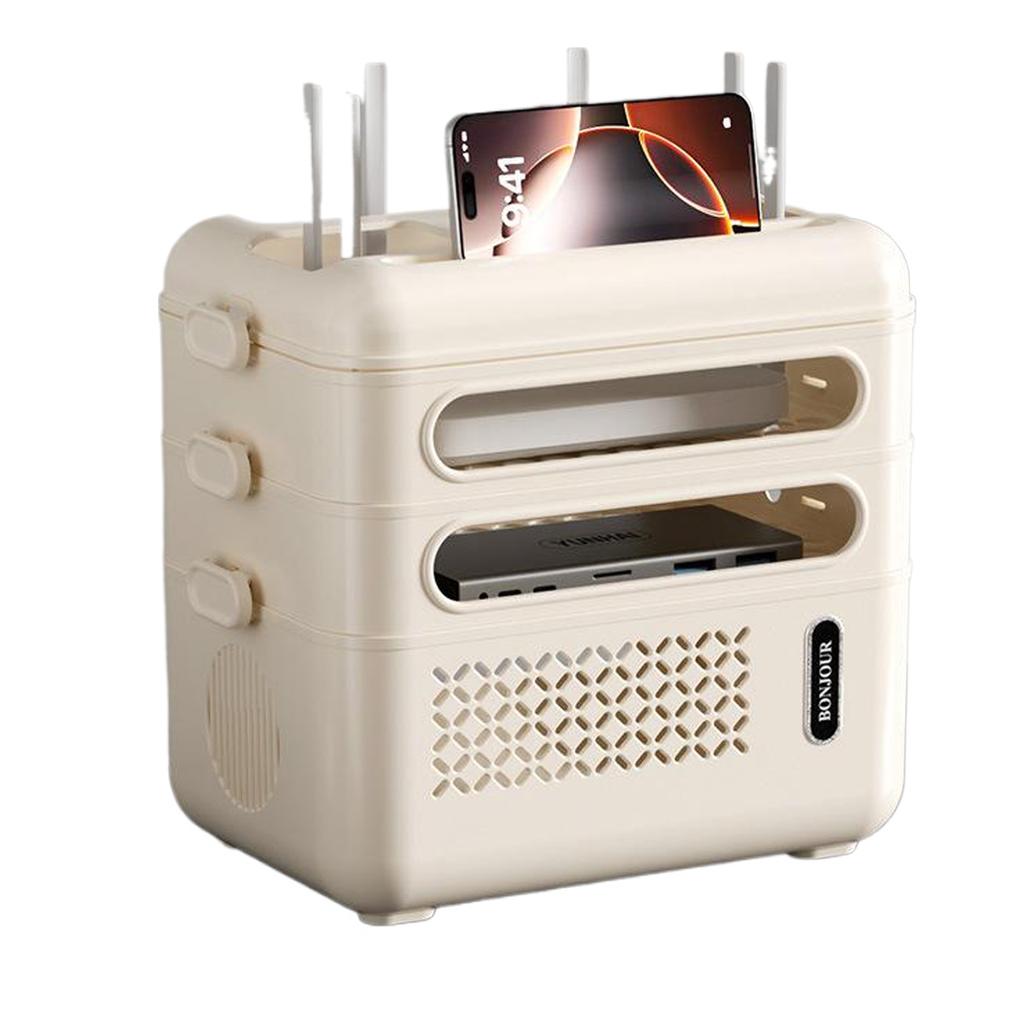 Home WiFi Router Storage Box Multi Functional Storage Rack Plug In Board Charging Cable Sorting Box Large Capacity Storage Box