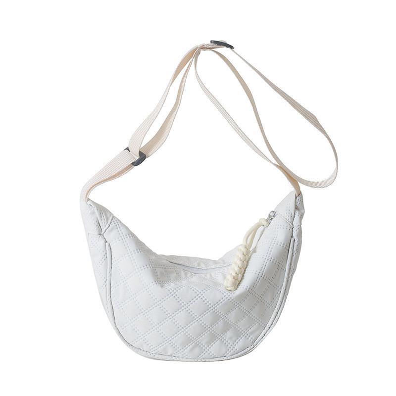 Elegant Quilted Underarm Bag Fashionable Nylon Crossbody Bag Perfect For Daily Wear бежевый