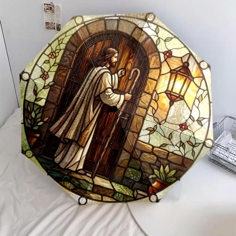 1Pc Jesus Automatic Umbrella - Suitable Travel Outdoor Portable Umbrella Birthday Gift Daily Essentials