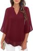 Women's Petal Sleeve Top Loose V-Neck Chiffon Shirt