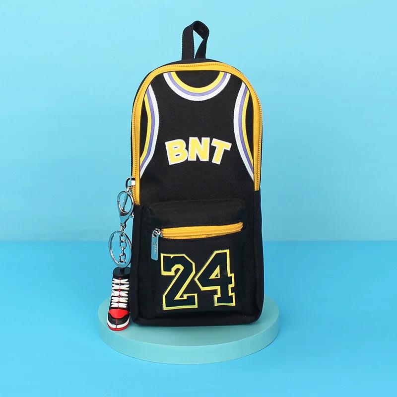 

Large Capacity Basketball Theme Pencil Case with Double Layers, Canvas Pencil Bag for Students, Cute Pencil Bags