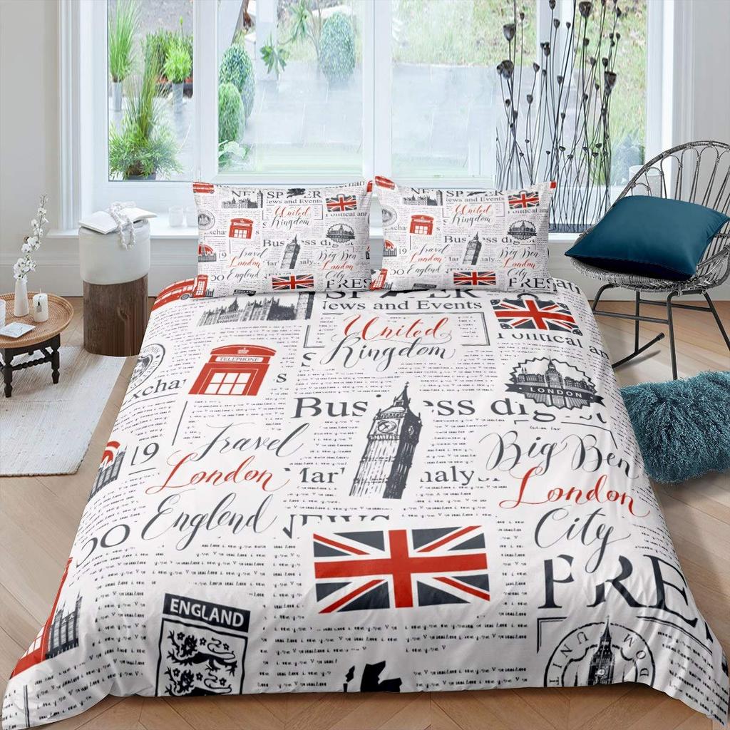 Set Copripiumino Giornale Vecchio Microfibra Vintage Biancheria da Letto Bambino Mongolfiera Camion Retrò Copripiumino Bicicletta
