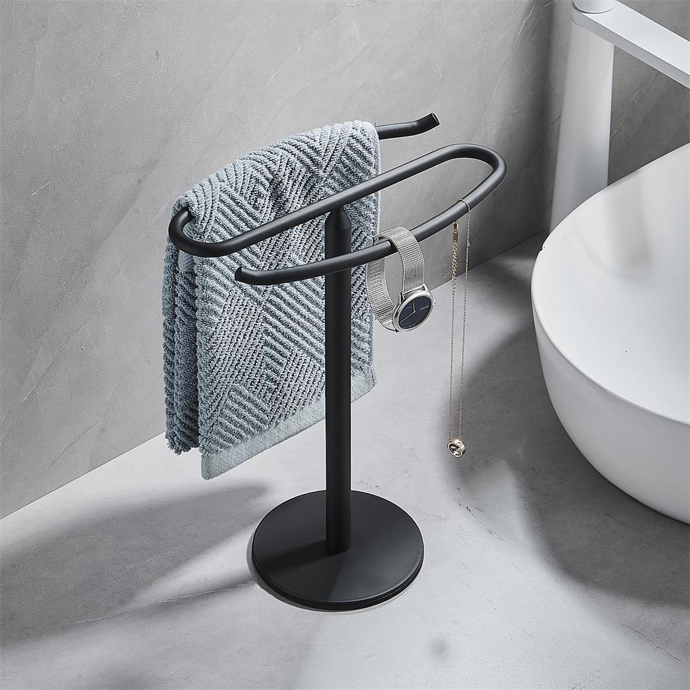 Suport Metalic de Blat pentru Prosoape de Mână, Suport Față-Verso pentru Prosoape de Mână și Prosoape Mici pentru Oaspeți pentru Baie și Toaletă, Suport de Blat pentru Prosoape pentru Baie