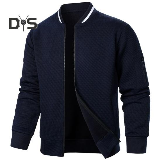 Herren Sweatshirtjacke Jacquard-Design Einfarbig Langarm Casual Top Stehkragen Lockerer Reißverschluss Outdoor Streetwear Mantel Sweatshirts