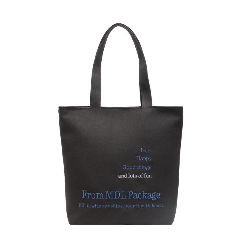 Letter printed canvas shoulder bag women's large capacity tote bag lazy wind travel cloth bag commuter work tote bag