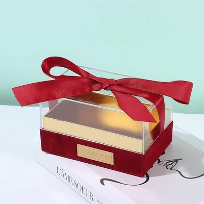 Souvenir Transparent Wedding Hand Gift Box Acrylic Light Luxury Bow Present Box Valentine's Day Gift Box
