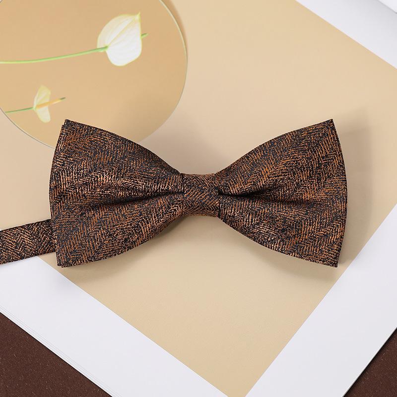 Men'S Fashion Bow Tie Color Woven Jacquard Double Striped Small Flower Business Retro Suit Shirt Bow