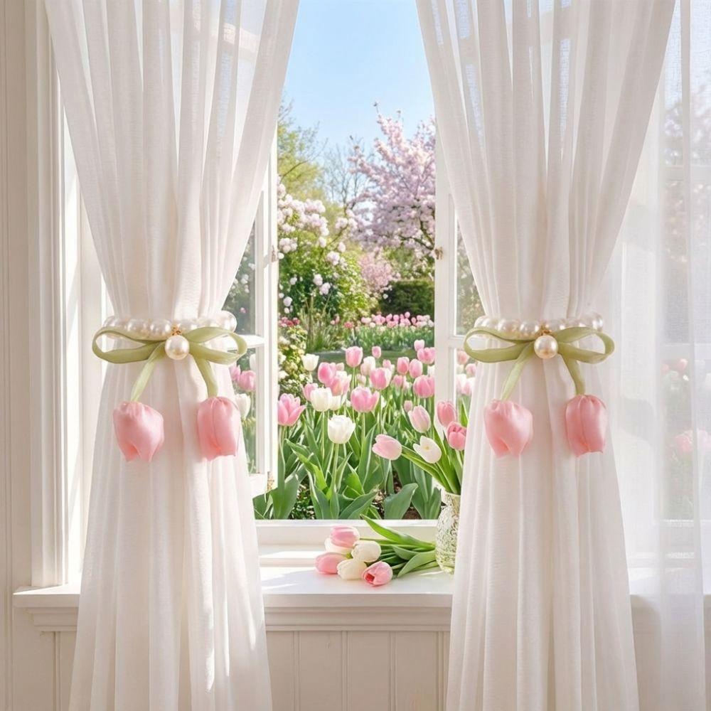 Adjustable Magnetic Buckles Curtain Tiebacks Romantic Curtains Tie Rope  Living Room
