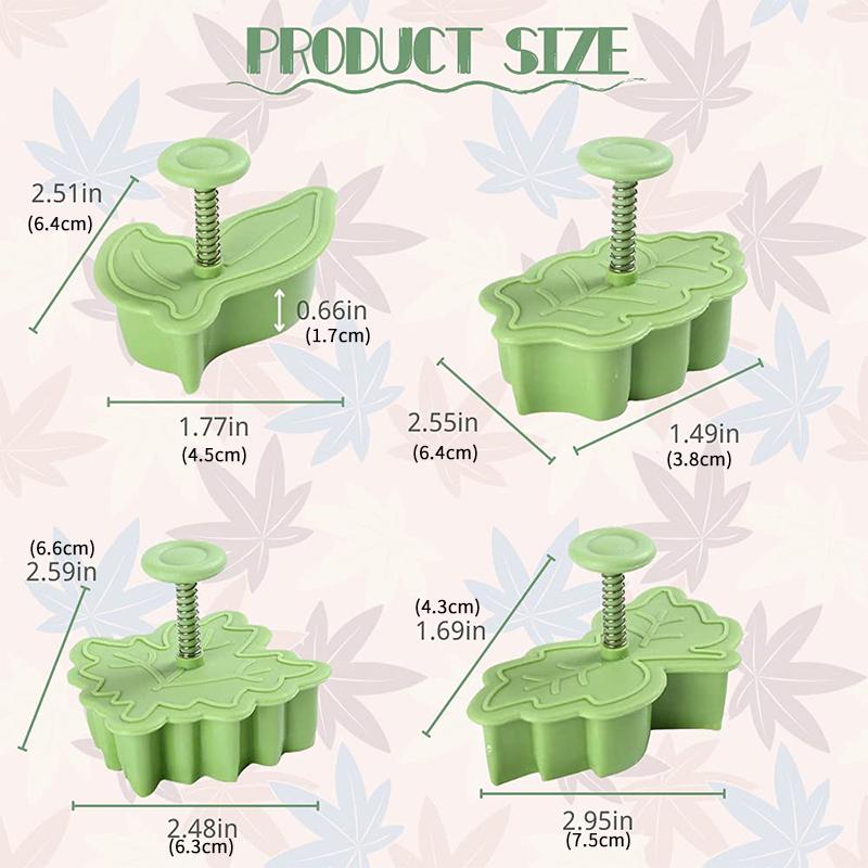 4 Stück/Set 3D Weihnachtsblatt Blätter Ausstecher Auswerfer Fondant Zuckerhandwerk Form Kuchen Dekoration Küchenform Backwerkzeuge