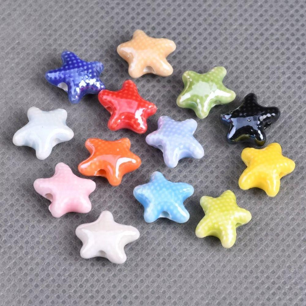 20pcs Ceramic Ceramic Spacer Loose Beads Fresh Color Jewelry Making Material Starfish Bead  Student