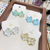 Vintage Enamel Four Le Flower Frewater Genuine Pearl Stud Earrings Needle Retro Court Sle Jewelry