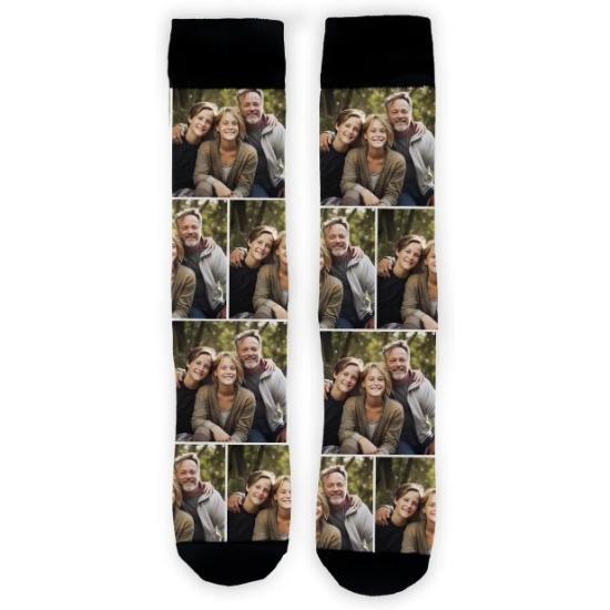 Șosete personalizate Po Couple Girlfriend Face Șosete echipaj Inimă de dragoste cu 2 fețe pentru bărbați femei mărime unică