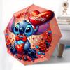 Stitch, Valentine Themed Automatic Opening and Closing Folding Umbrella, 8-rib Windproof, Compact Travel Design, Suitable for All Occasion |