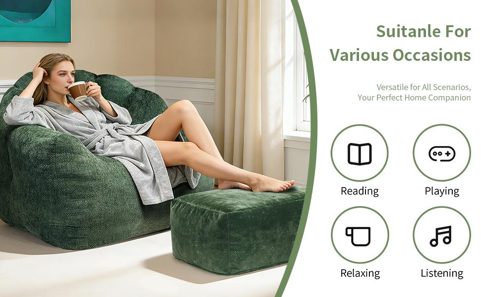 Bear Paw Single Sofa with Ottoman– Elevate Your Relaxation Space