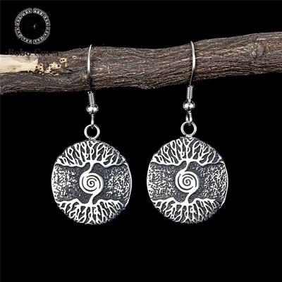 Norse Mythology Tree of Life Earrings Women Stainless Steel Viking Rune Yggdrasil Pendant Scandinavian Jewelry