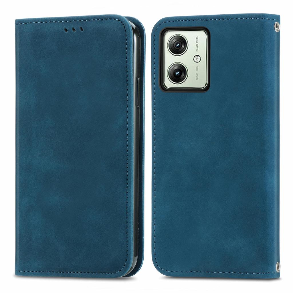 For Motorola Moto G54 5G Magnetic Case Skin-touch Wallet Stand PU Leather Phone Cover