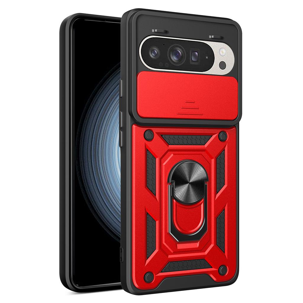 For Google Pixel 9 Pro/Pixel 9 Case with Slide Camera Lid PC+TPU Kickstand Phone Cover