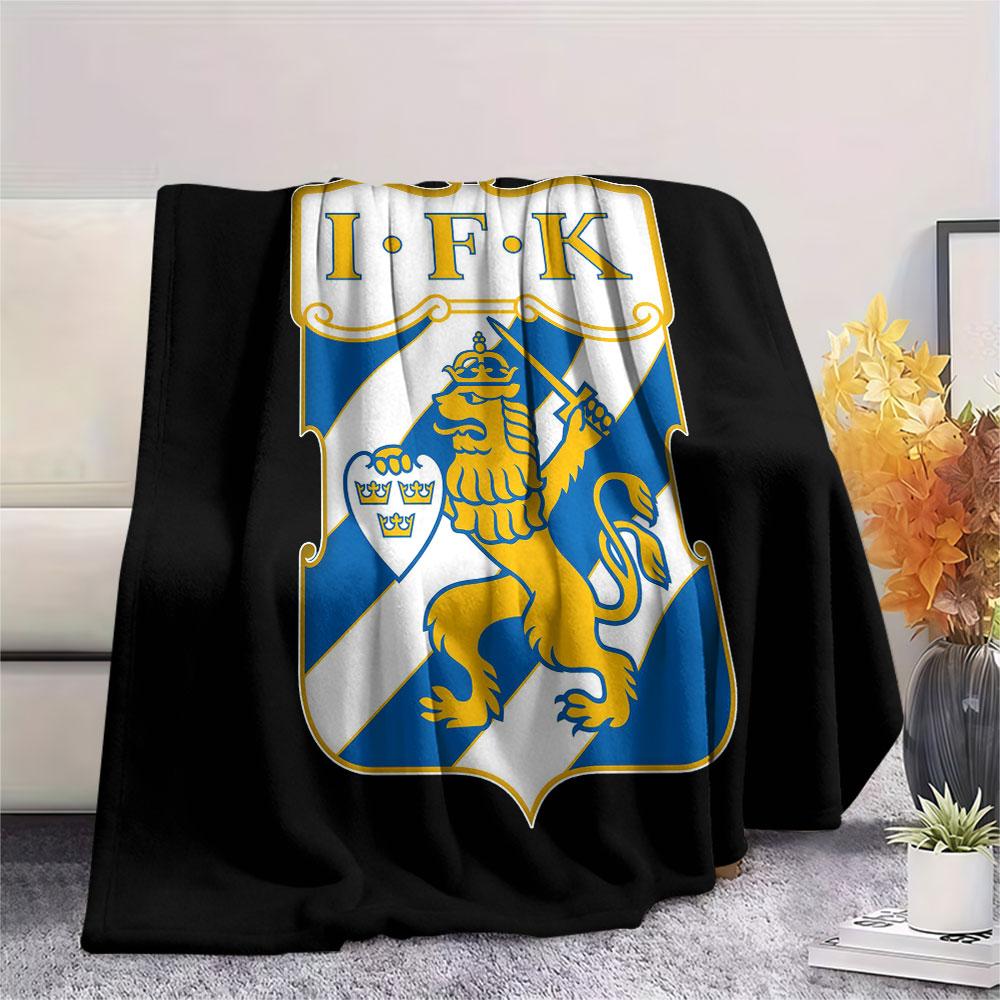 Coperta in Flanella Stampata IFK Goteborg, morbido plaid per camera da letto divano, lavabile, merchandising per tifosi di calcio, ottimo regalo.