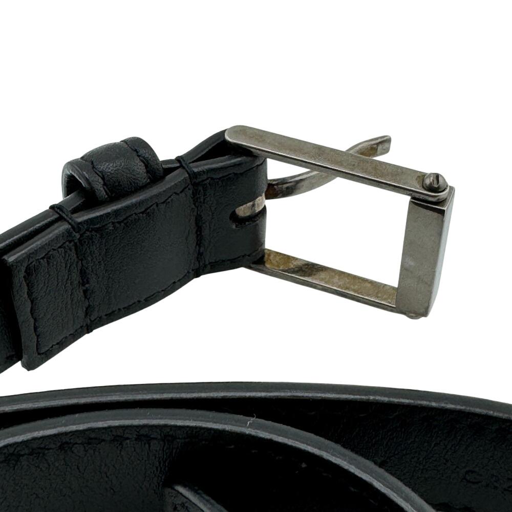 SAINT LAURENT GRZ479388 Narrow leather belt black leather unisex Used