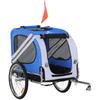 PawHut Bike Trailer for Dog Animals 8 Reflectors Flag Bar Hitch Included 130 X 73 X 90 Cm White and Blue