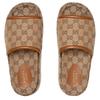 GUCCI Slide Slippers Women's Beige & Dark Brown 816797 FAD9C 9745