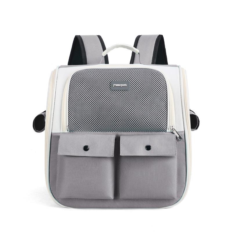 

Pet Bag Cat Out Large Capacity Oxford Cloth School Bag Carry Portable Double Shoulder Cat Bag Cat Backpack серый