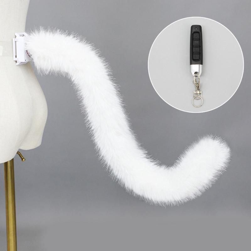 Lovely Plush Tail Cats Tail for Halloween Carnival Birthday Party Remote Control Wagging Tail Anime Cosplay Accessories