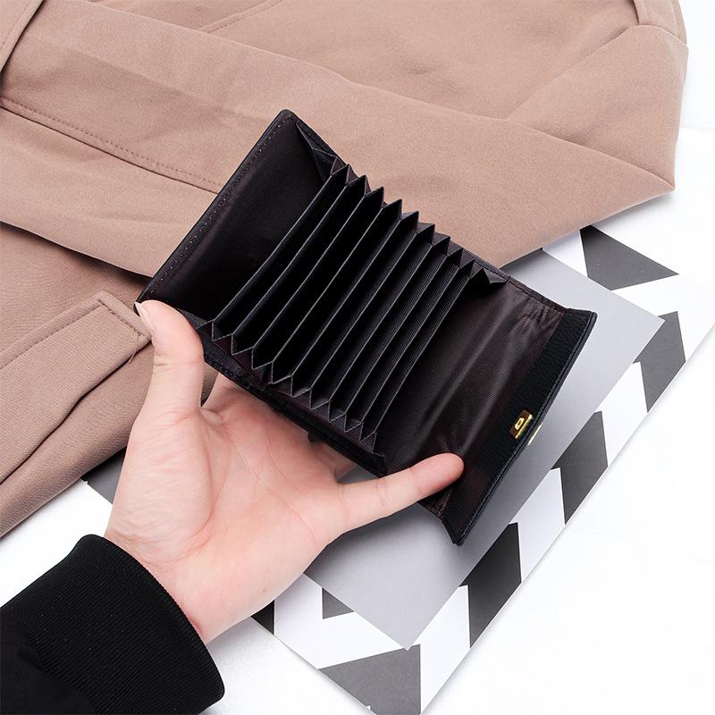 2024 New Lock Card Holder Genuine Leather Women Card Bags Textured First Layer of Cowhide Coin Purse Credit ID Cards Organizer