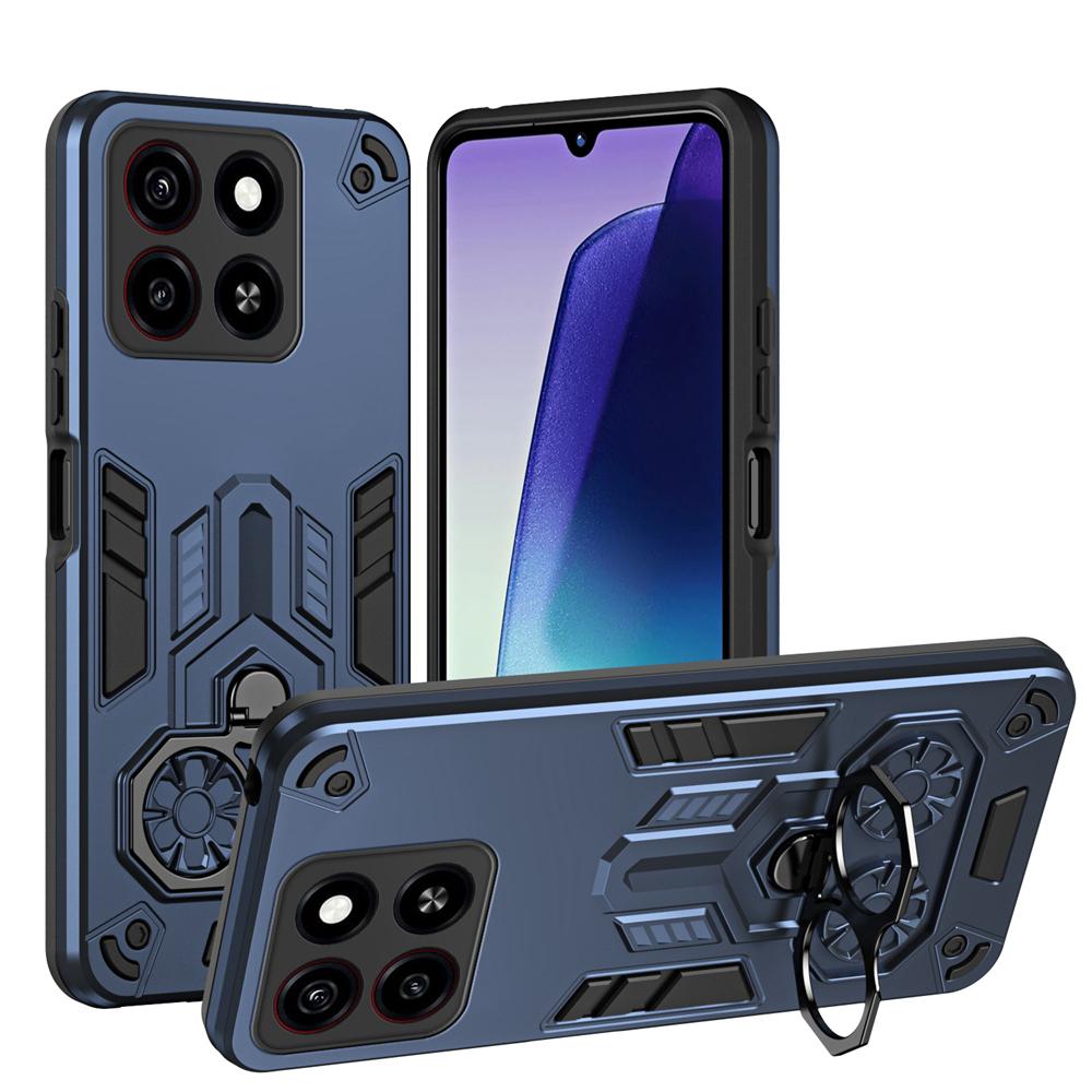 KEYSION Shockproof Armor Case for ZTE Blade A55 A35 Soft Silicone+PC Metal Ring Stand Phone Back Cover for ZTE Blade A35 A55