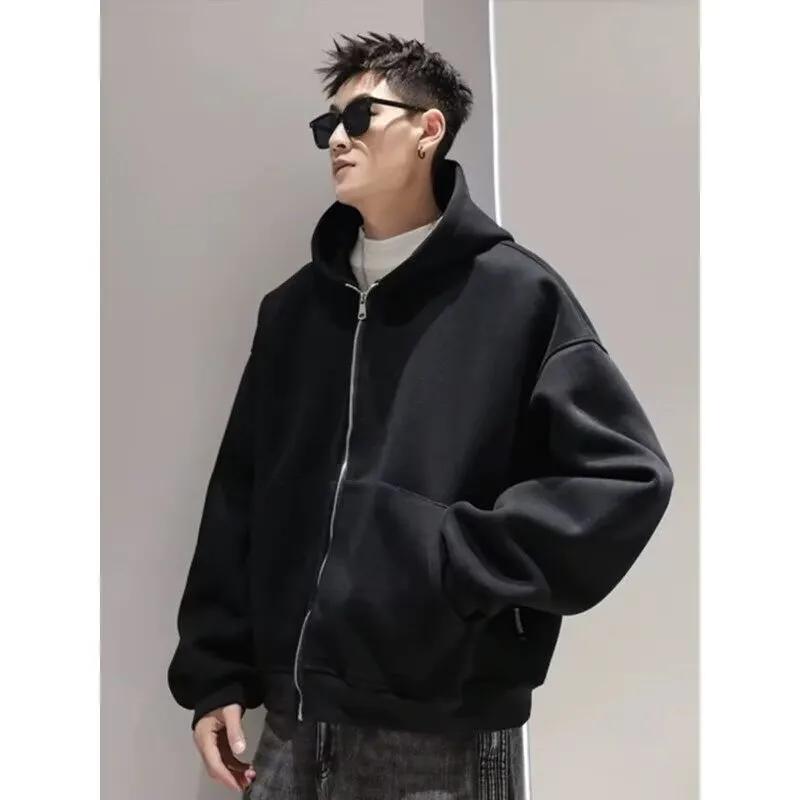 Spring Autumn Men's Hoodie Solid Back Small Bag Design Sweatshirt Men Women Trendy Brand Jacket Hooded for Male Coats