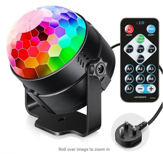 Disco Ball Strobe Lamp 7 Modes Stage Light for Home Room Dance Parties Birthday Karaoke Halloween Christmas Decorations