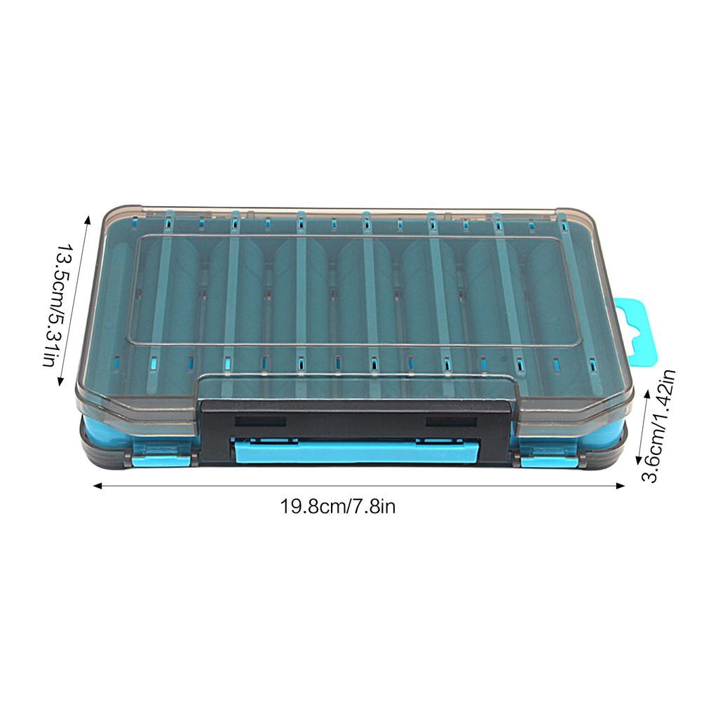 Doppelseitige Köderbox mit 14 Fächern für Wobbler Angelköder Haken Zubehör Aufbewahrungs Organizer Box