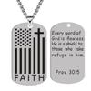 American Flag Necklace Men's Cross Pendant Military Tag Dog Tag