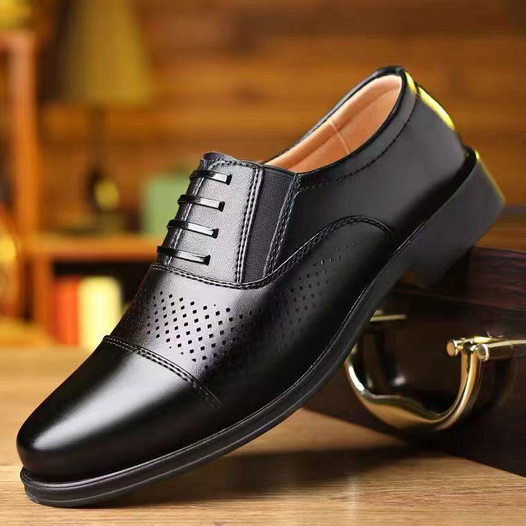 

Men s casual shoes, leather shoes with round head and soft sole, comfortable business shoes, fashionable and lightweight breathable overshoes 44