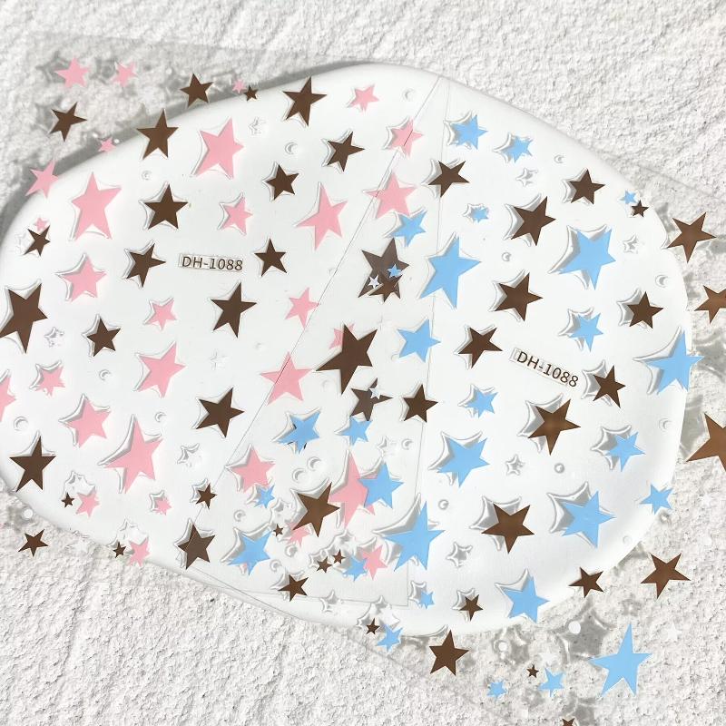Pentagram Nail Stickers Self Adhesive Irregular Star Nail Decals DIY Nail Art Accessories for Beginner Salon Use