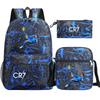 Football Star Cr7 3Pcs Boy Girl Back To School Book Bags, Student Shoulder Bag Pencil Case Backpack, Teenagers Mochila Men Women