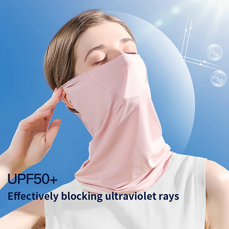 Ice Silk Sunscreen Mask Women Summer Anti-Uv Quick-Drying Face Cover Scarf Breathable Lady Neck Protection Hanging Ear Headband