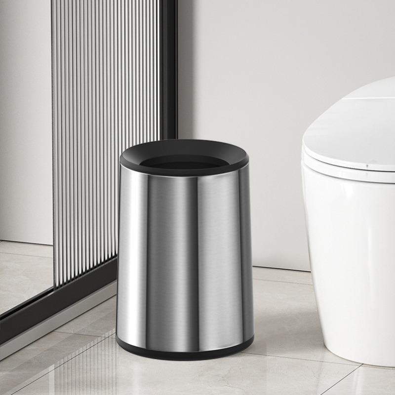 Stainless Steel Trash Bin Large Capacity Built In Double Layer Lidless Waste Bins Bathroom Kitchen Wastebasket Home Supplies