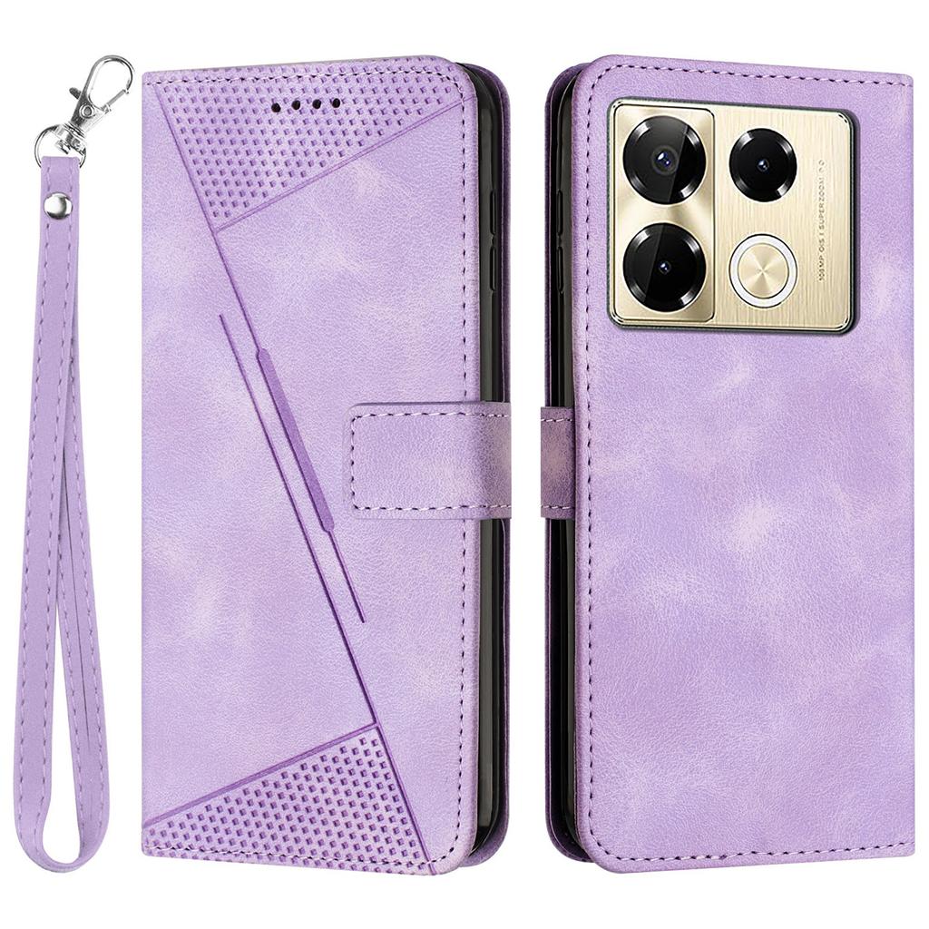 For Infinix Note 40 Pro 5G/4G Phone Shell Triangle Imprinted PU Leather Wallet Stand Phone Case with Strap