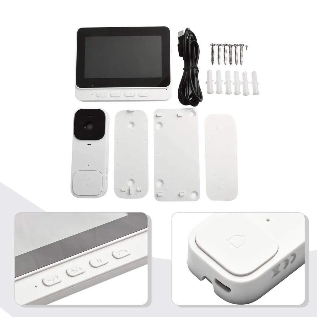 4.3-inch Display Doorbell HD Video Monitor Doorbell Long Battery Life No Drilling Required Real-time Communication
