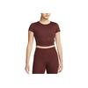 Casual Sport Solid Color Print Short Sleeve Crop Top Women Tops Eclipse-Bronze DM7337-273