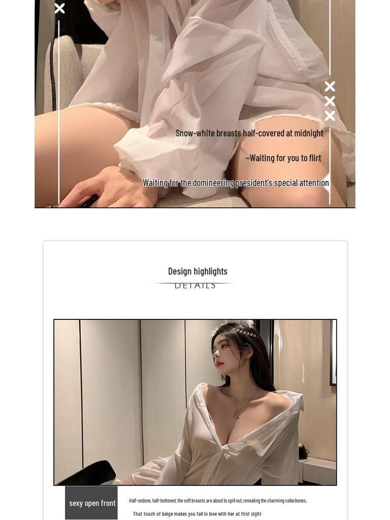 Flirty Lingerie Set: Tempting Nightgown for Small Chest, Mood Enhancing & Easily Removable Shirt