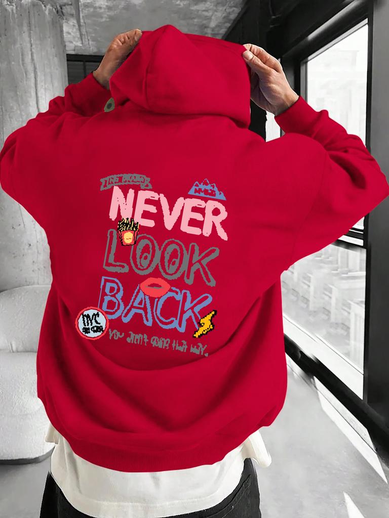 Schau niemals zurück Drucke Herren Sweatshirts Warm Locker Trendy Pullover Lässige Sportbekleidung Fleece Herbst Männlich Vintage Basics Oberteil