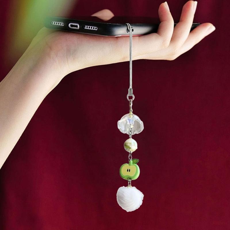 Fashionable Apples Key Charm 3D Fruit Shape Keyring Fashionable Key Holder Women Bag Ornament Stylish Handbag Decoration