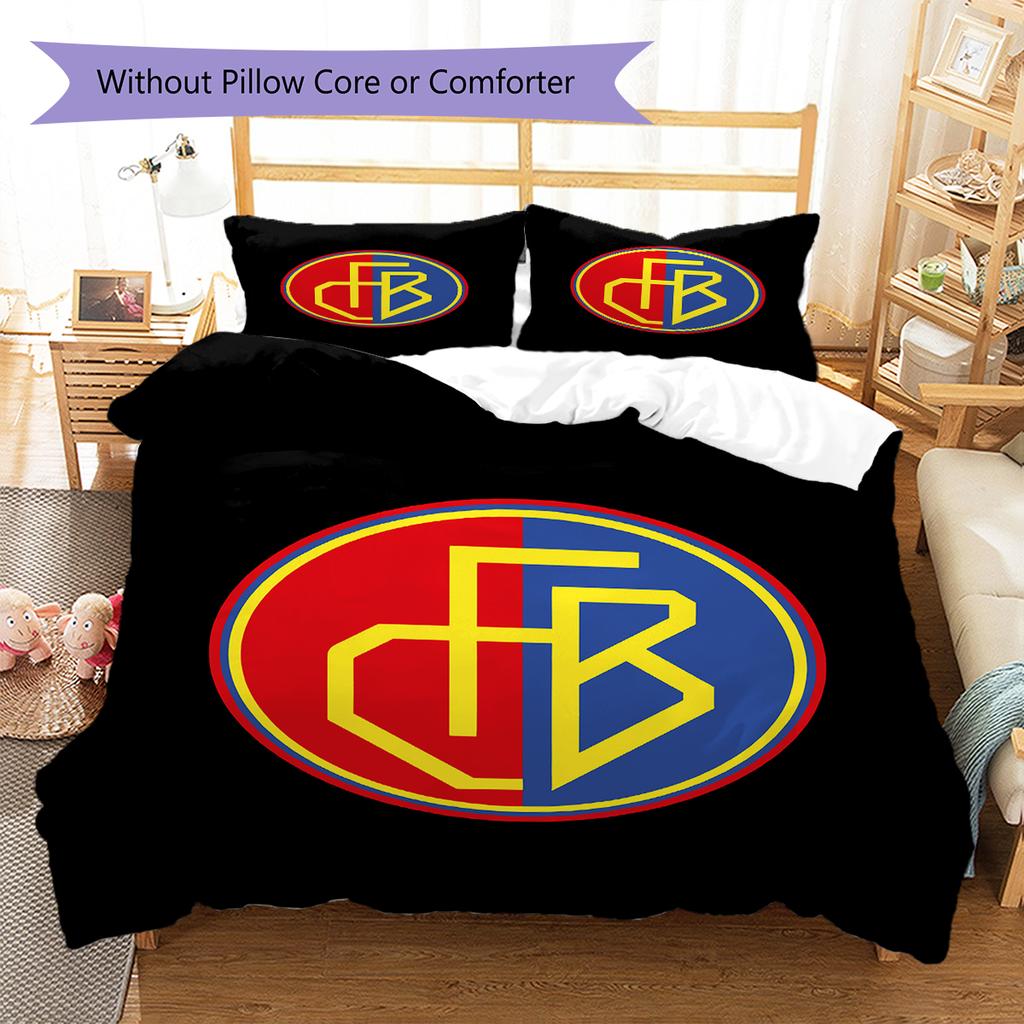 Fotbalový klub Basel Vzorované povlečení, Sada přikrývky Potah na přikrývku Povlak na polštář Domov Narozeninový dárek (1 * povlak na peřinu + 2 * povlak na polštář, bez jádra)