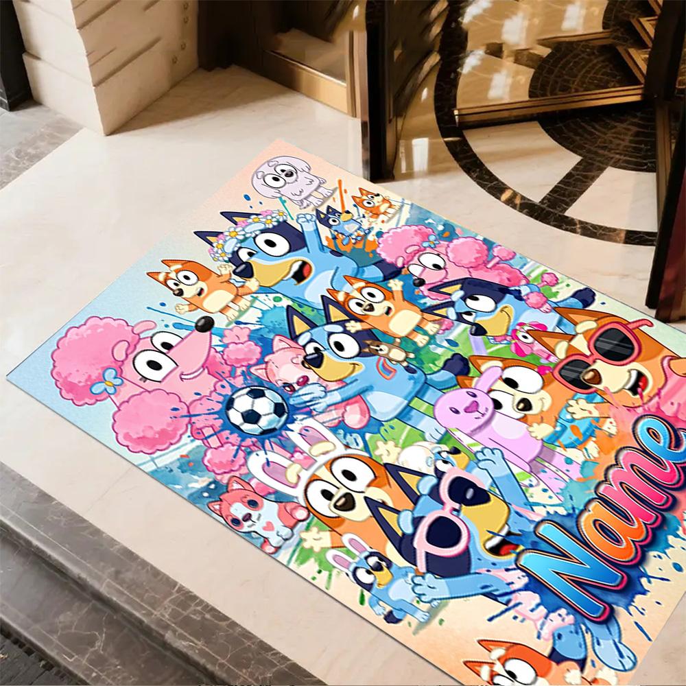 Colorful Animal Friends Customize Your Name Area Rug Design for Entryway Playrooms Kitchen Living Rooms Anti-slip Rug Office home decor