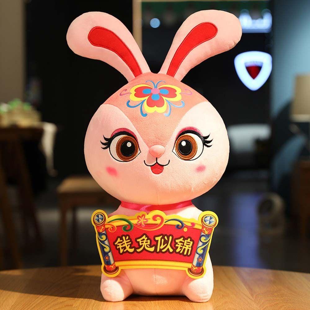 

Toy Year of the Rabbit Rabbit Year Mascot Bunny Plush Doll Mascot Rabbit Doll Rabbit Plush Toy 26cm рожевий